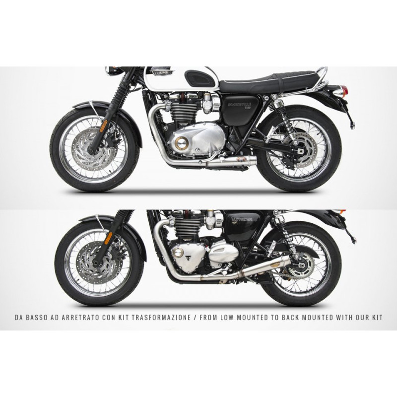 Zard Uitlaatsysteem Short RVS | Zilver | Triumph Bonneville 900 T100 & Bonneville T120
