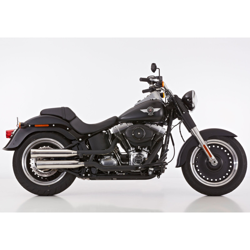 Falcon Uitlaten Double Groove | Zilver | Harley Davidson Softail