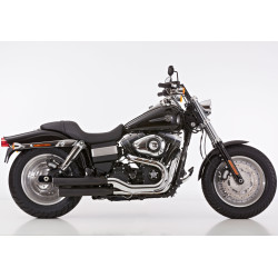 Falcon Exhausts Double Groove | Black | Harley Davidson Dyna Fat Bob & Wide Glide