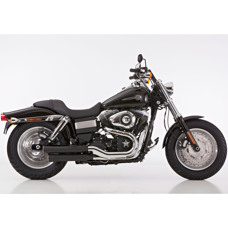 Falcon Uitlaten Double Groove | Zwart | Harley Davidson Dyna Fat Bob & Wide Glide
