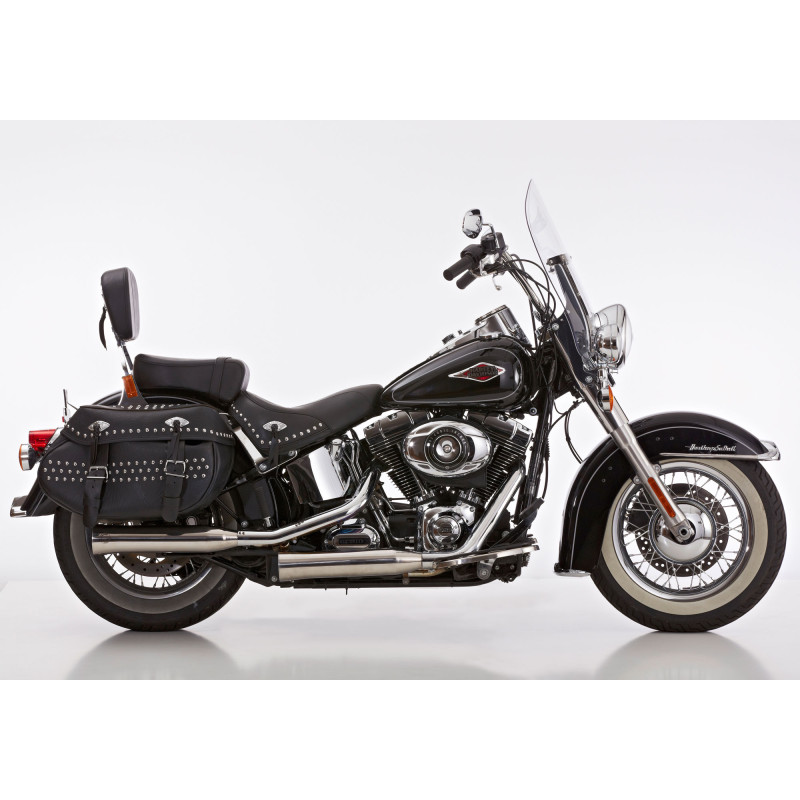 Falcon Uitlaten Double Groove | Zilver | Harley Davidson Softail