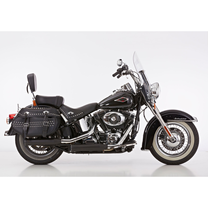 Falcon Uitlaten Double Groove | Zwart | Harley Davidson Softail