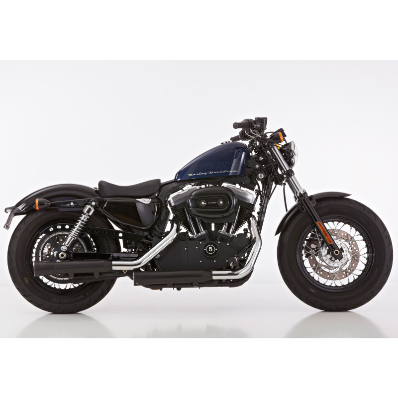 Falcon Uitlaten Double Groove | Zwart | Harley Davidson 883/1200/Sportster
