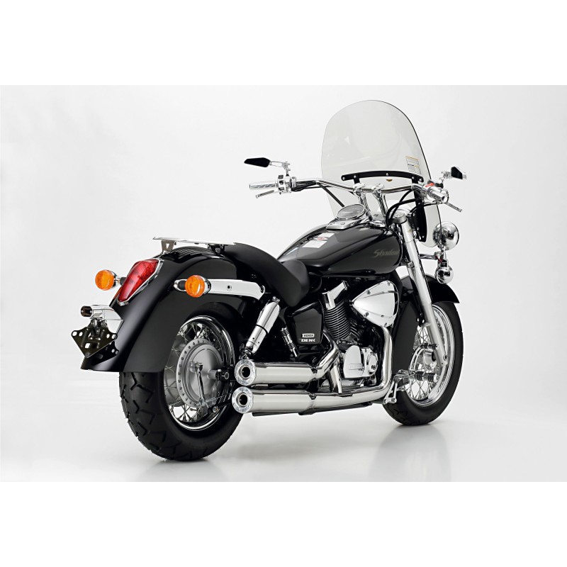 Falcon Exhaust System Double Groove | Silver | Honda VT750 Shadow
