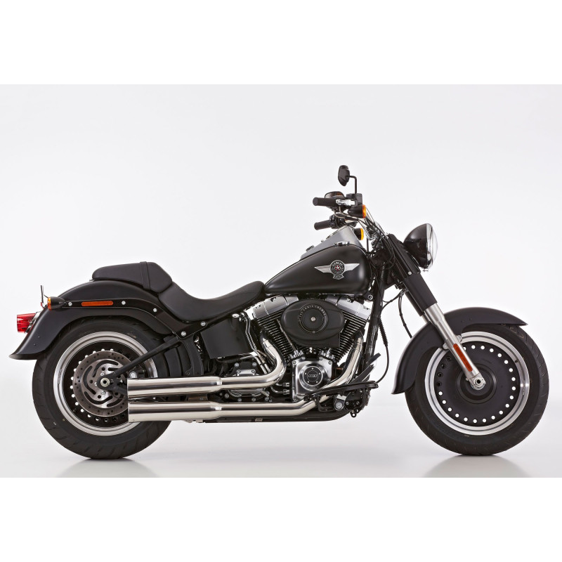 Falcon Uitlaatsysteem Double Groove | Zilver | Harley Davidson Softail