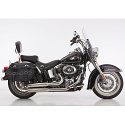 Falcon Uitlaatsysteem Double Groove | Zilver | Harley Davidson Softail