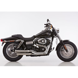 Falcon Uitlaatsysteem Double Groove (met kat) | Zwart | Harley Davidson Dyna