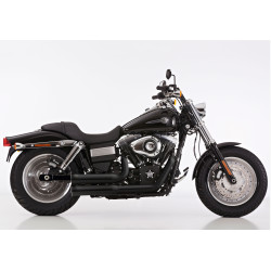 Falcon Uitlaatsysteem Double Groove (met kat) | Zwart | Harley Davidson Dyna