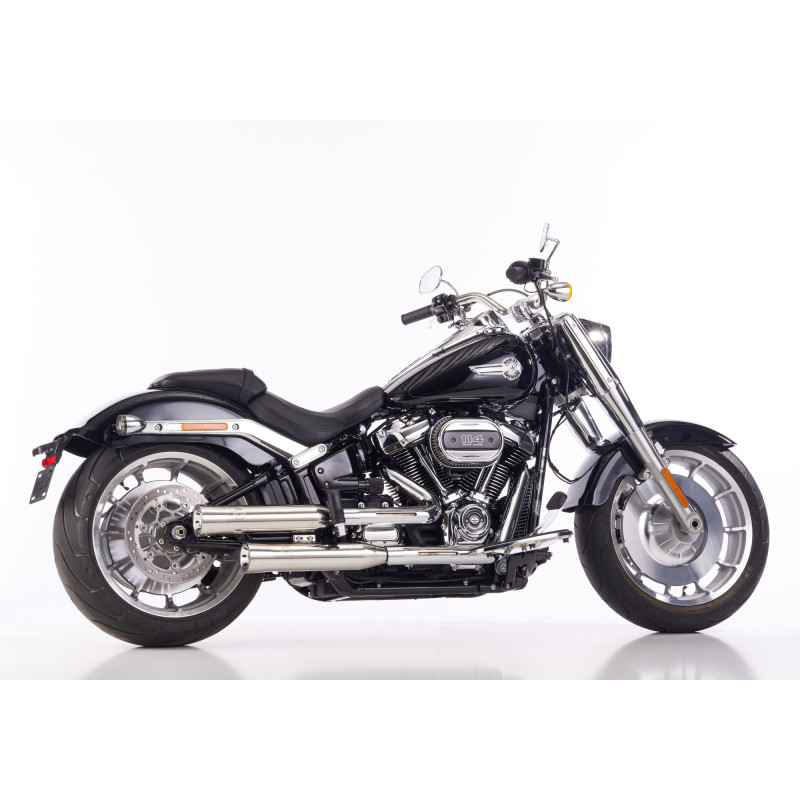 Falcon Uitlaten Double Groove | Zilver | Harley Davidson Softail