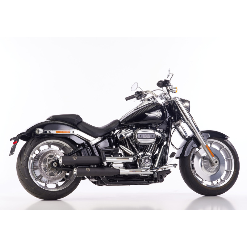 Falcon Uitlaten Double Groove | Zwart | Harley Davidson Softail