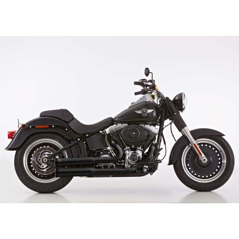 Falcon Uitlaatsysteem Double Groove | Zwart | Harley Davidson Softail