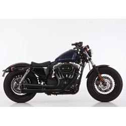 Falcon Uitlaatsysteem Double Groove (met kat) | Zwart | Harley Davidson 883/1200/Sportster