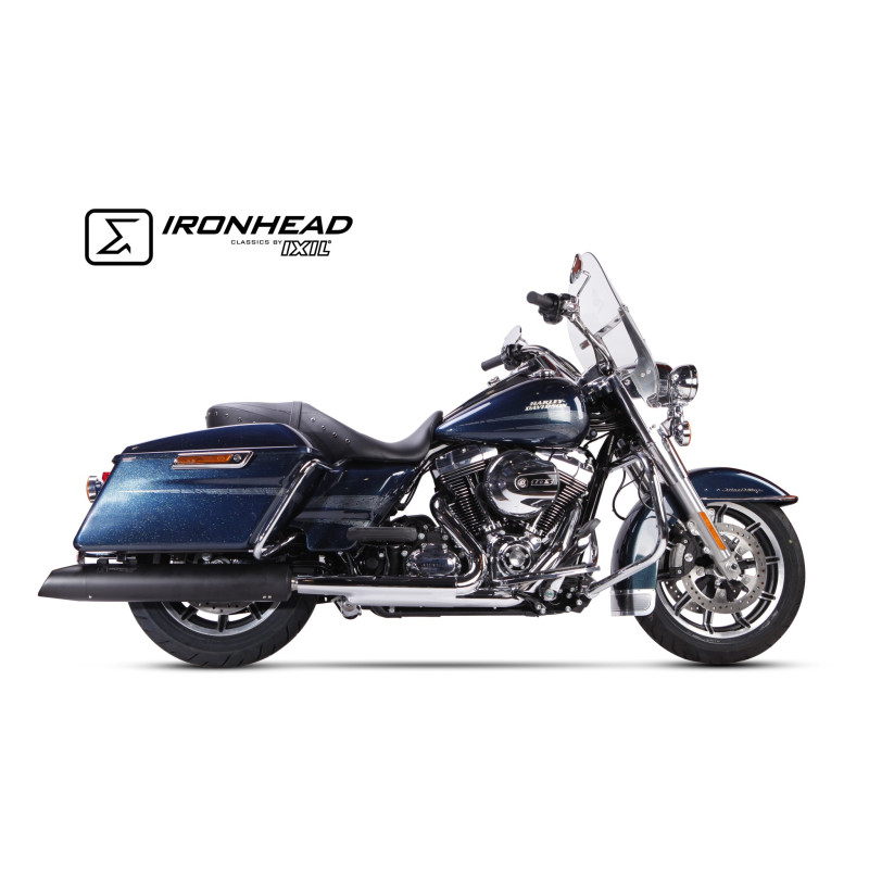 IXIL Uitlaat rechts Ironhead Round HC2-1B | Zwart | Harley Davidson Touring Road King