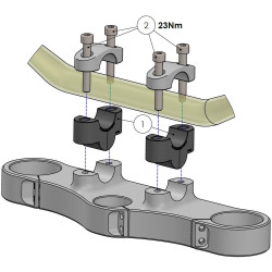 Voigt-MT Stuurverhogers 25mm FT10 | Zilver | Triumph Speed Triple 1050
