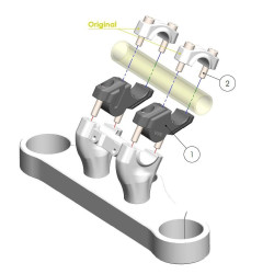 Voigt-MT Stuurverhogers 30mm/21mm VF3021Y | Zwart | Yamaha MT-07