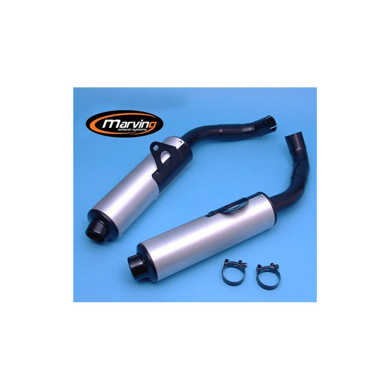 Marving Uitlaten Cylindrical | Zwart/Zilver | Honda VFR750F