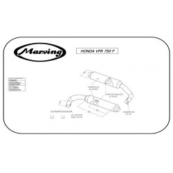 Marving Uitlaten Cylindrical | Zwart/Zilver | Honda VFR750F