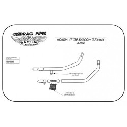 Marving Uitlaatsysteem Low Short Drag Pipes | Zilver | Honda VT750 Shadow