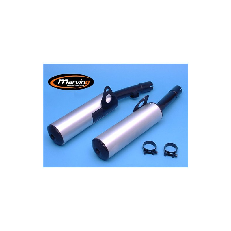 Marving Uitlaten Cylindrical | Zwart/Zilver | Kawasaki GPX600R/GPZ600R