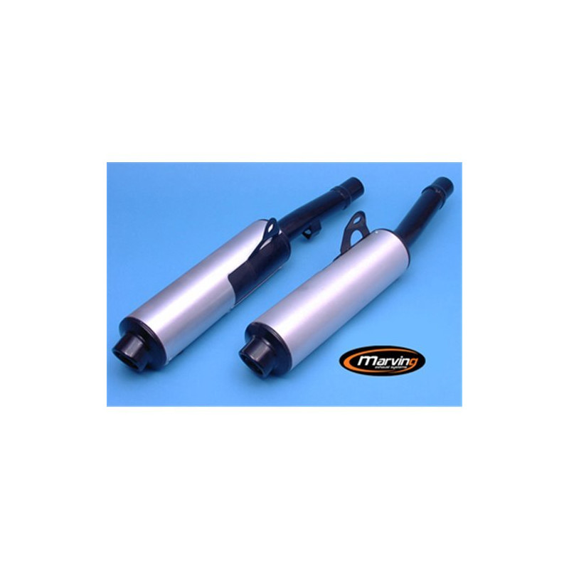 Marving Uitlaten Cylindrical | Zwart/Zilver | Kawasaki ZZR600