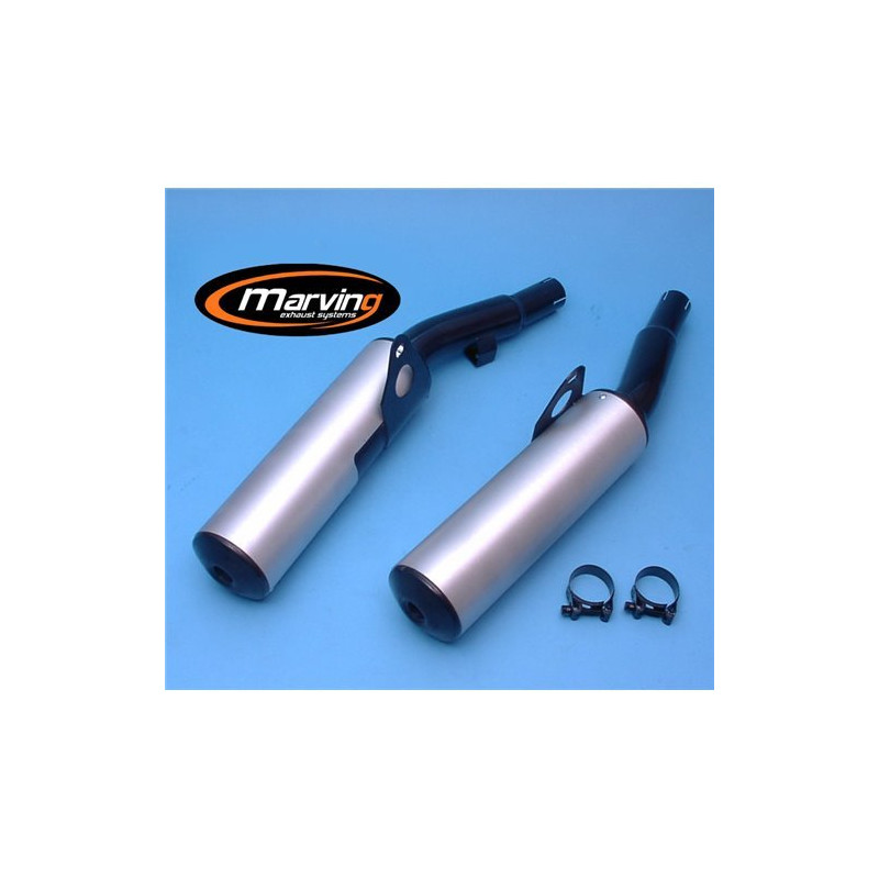Marving Uitlaten Cylindrical | Zwart/Zilver | Yamaha FJ1100/FJ1200