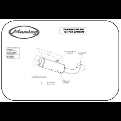 Marving Uitlaat Cylindrical | Zwart/Zilver | Yamaha FZR600 Genesis