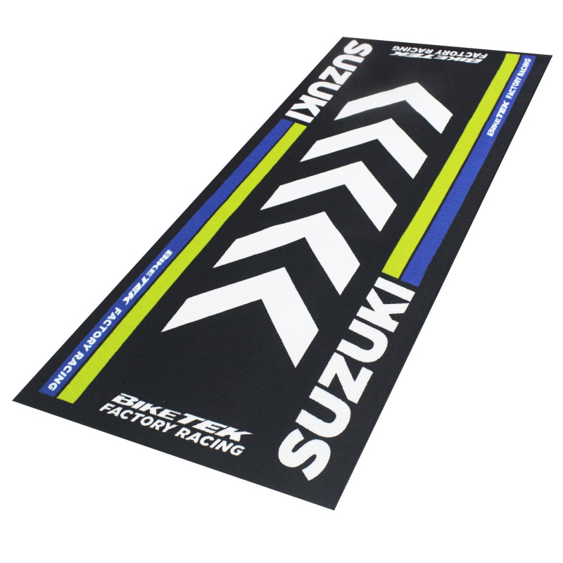 Biketek Garagemat Suzuki 190x80cm Series 4 | Zwart/Geel/Blauw/Wit | Suzuki