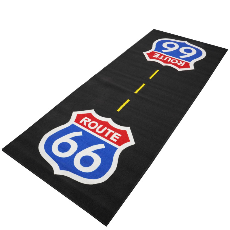 Biketek Garagemat Route66 250x100cm | Zwart/Rood/Blauw
