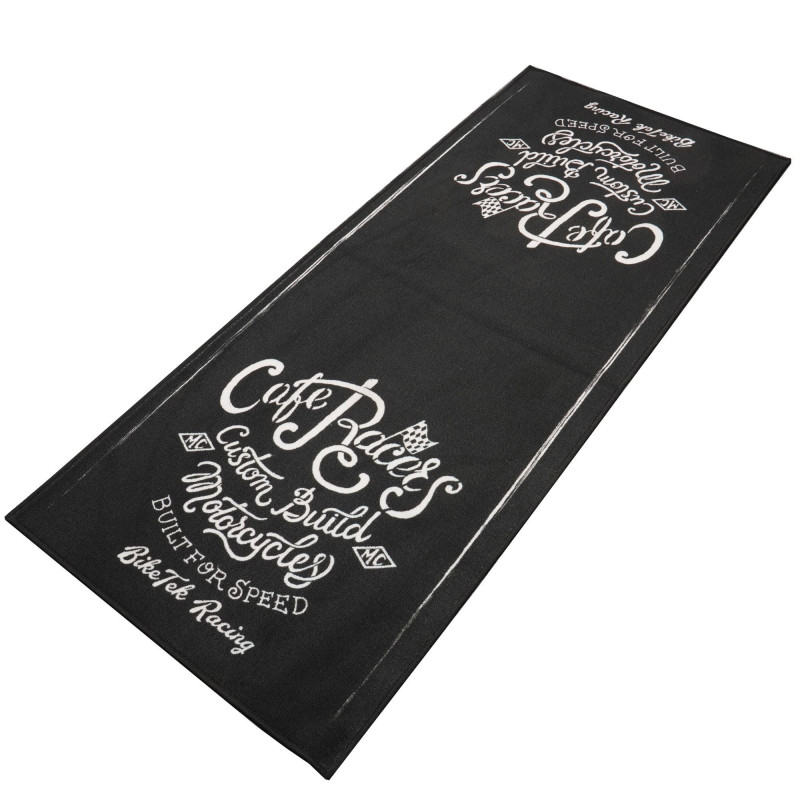Biketek Garagemat Cafe Racer 190x80cm Series 7 | Zwart/Wit