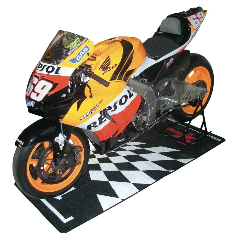 MotoGP Garagemat Finish 190x80cm | Zwart/Rood/Wit