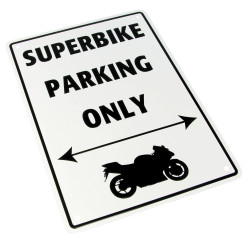 Bike-It Parking SIgn Superbike Partking Only | Wit