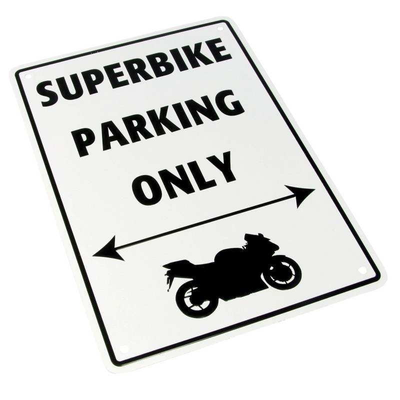 Bike-It Parking SIgn Superbike Partking Only | Wit