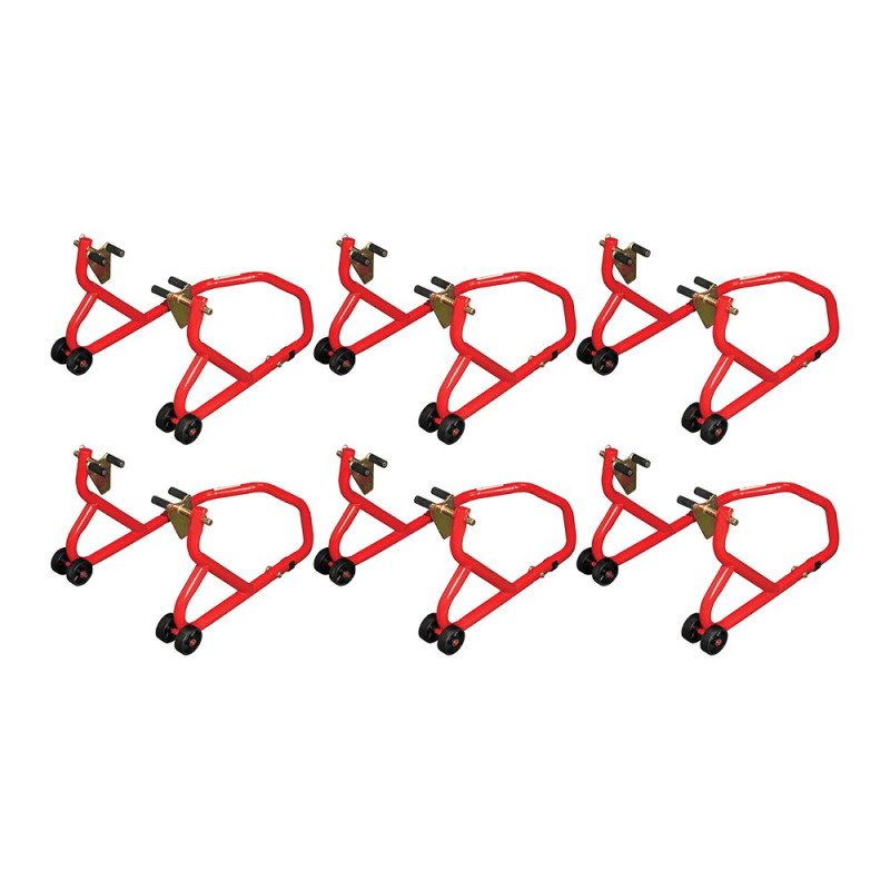 Biketek Paddockstand Series 3 Voorzijde 6 stuks | Rood