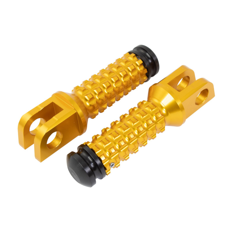 Biketek Voetsteunen + Slider Voorzijde/Passagier SU11F | Goud | Suzuki GSX/GSX-R/SV/TL & Yamaha YFM