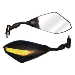 Bike-It Spiegels + Knipperlichten LED Trojan | Zwart