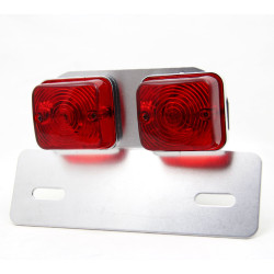 Bike-It Achterlicht Dubbel  + Kentekenhouder Vierkant | Rood/Zilver