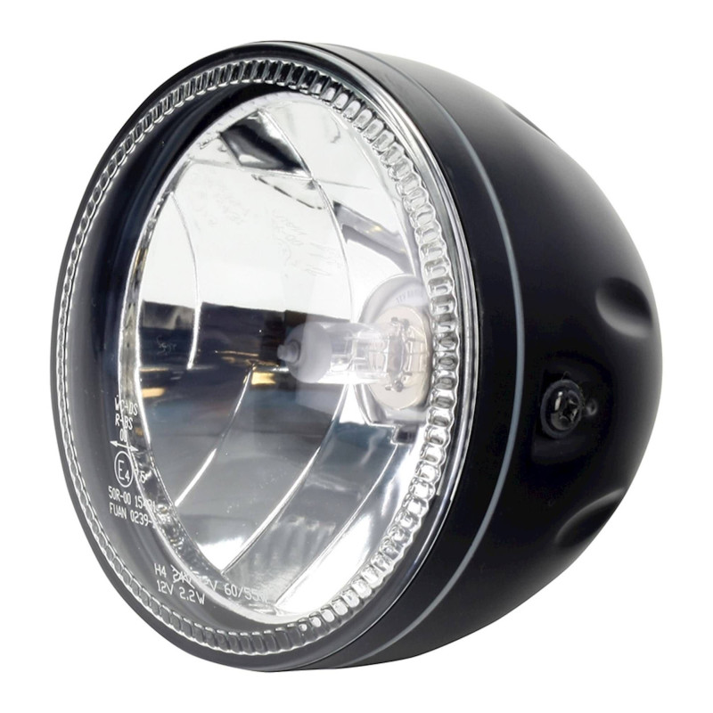 Bike-It Koplamp met LED rand H4 5,75" - Zwart