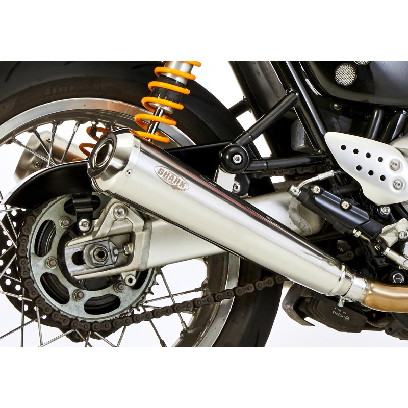 Shark Exhaust Retro | Silver | Triumph Bonneville 800/865 & Bonneville 865 T100