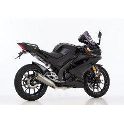 Shark Uitlaatsysteem SCR-4 | Zilver | Yamaha MT125/XSR125 & XSR125 Legacy & YZF R125