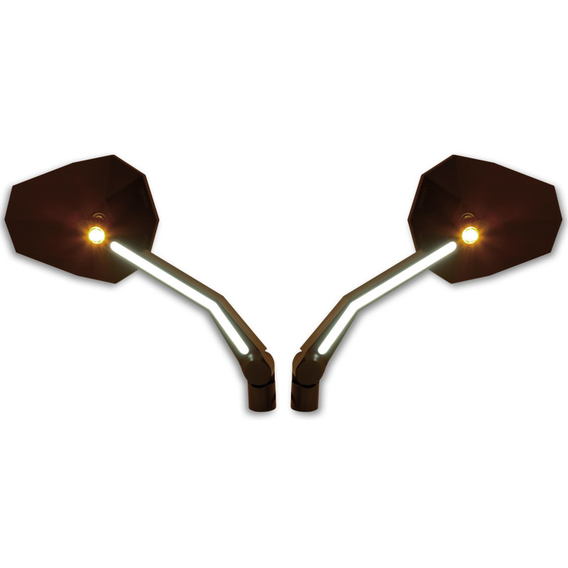 Highsider Spiegels + Knipperlichten/Positielichten LED Stealth-X4 | Zwart