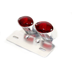 Bike-It Achterlicht Dubbel  + Kentekenhouder Ovaal | Rood/Zilver