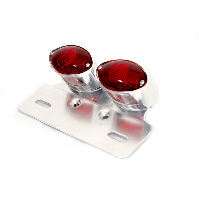 Bike-It Achterlicht Dubbel  + Kentekenhouder Ovaal | Rood/Zilver