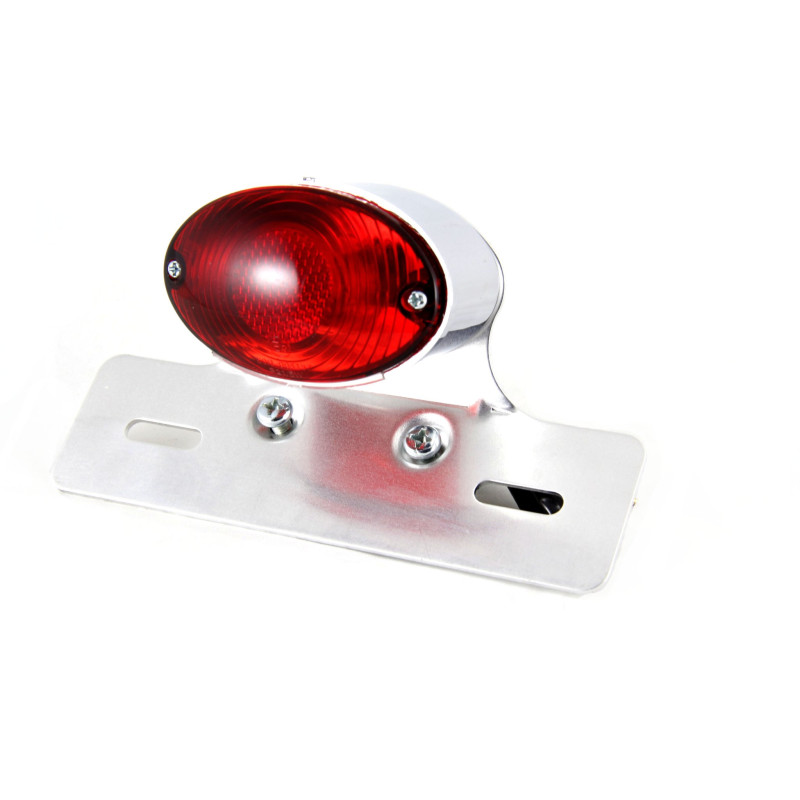 Bike-It Achterlicht + Kentekenhouder Ovaal | Rood/Zilver