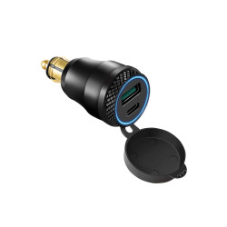 Bike-It DIN plug USB QC3.0/USB-C 12V | Zwart