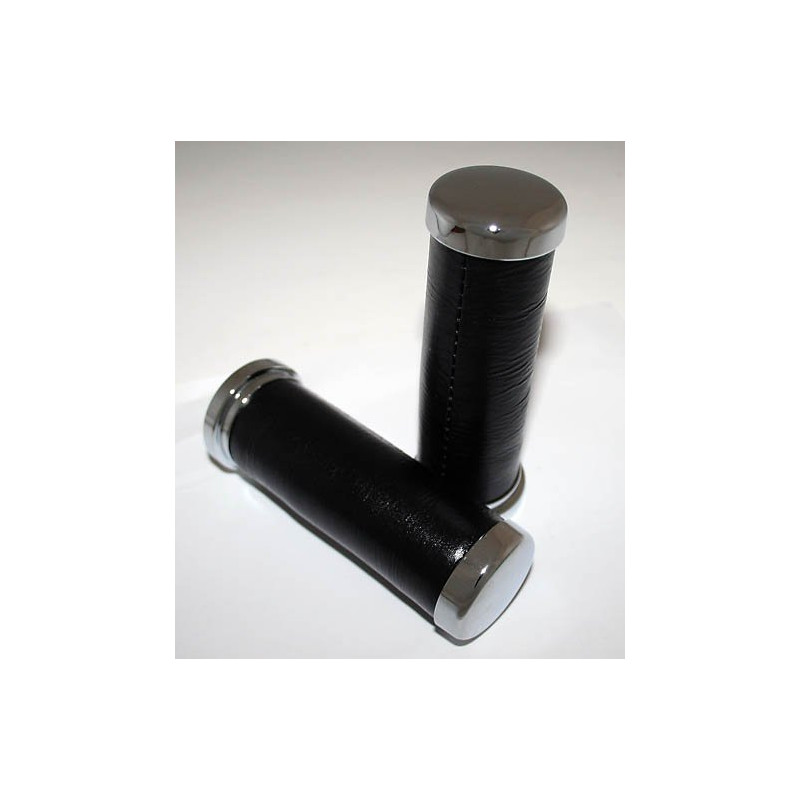 TechLine Handvatten Leder (ø25,4mm / 1") | Zwart/Chroom